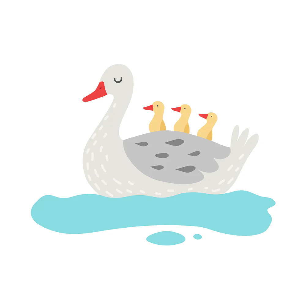 Swimming With Goslings Fabric Panel
