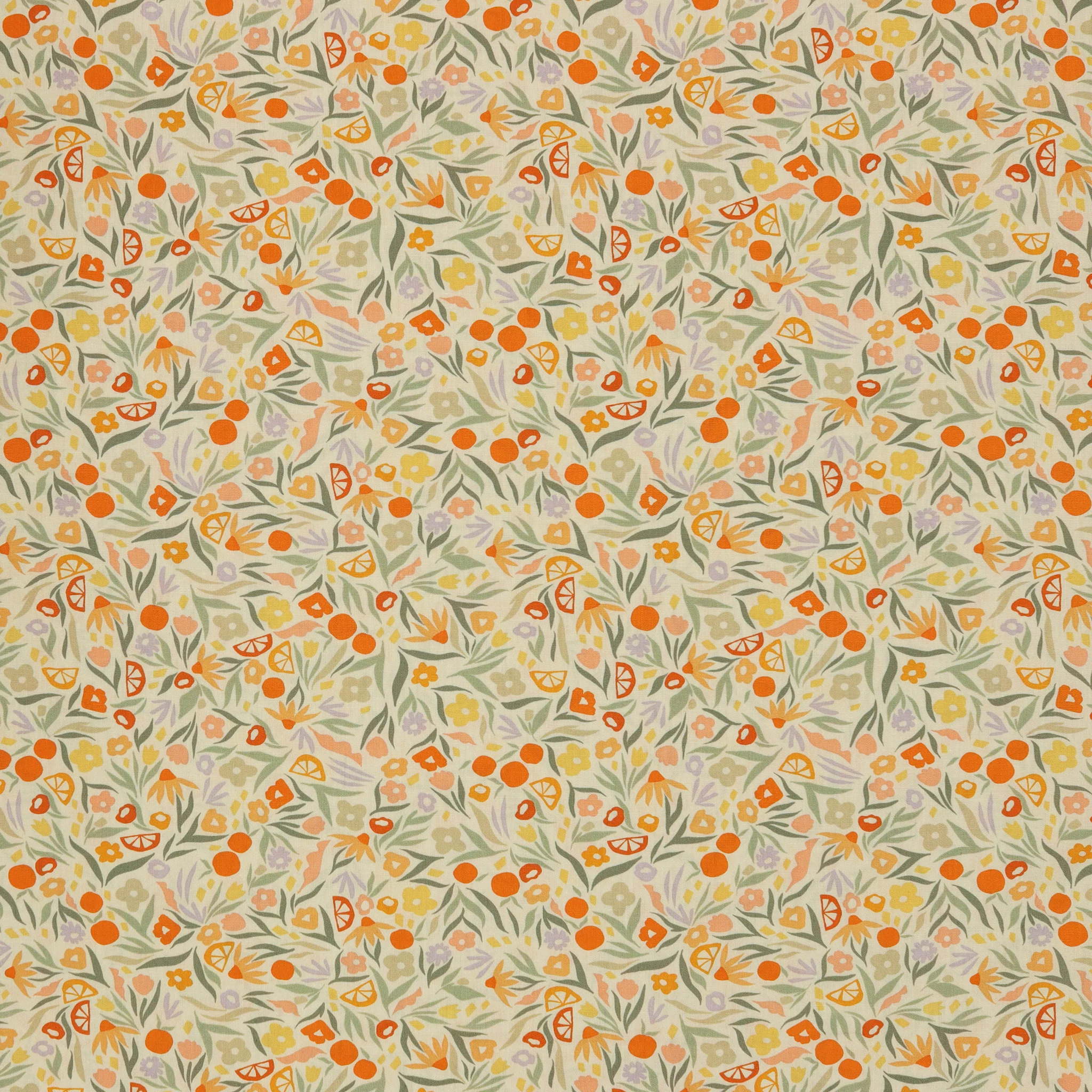 Tangerine Fabric Collection - Floral Zest