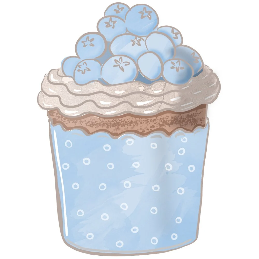 Tea Time Blue Treats Fabric Panel