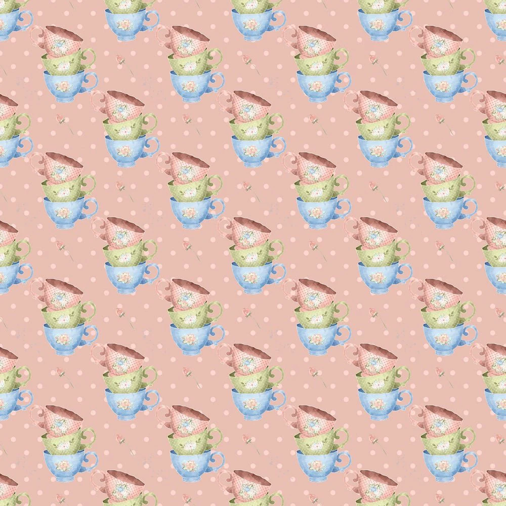 Tea Time Cup Set Fabric - Pink
