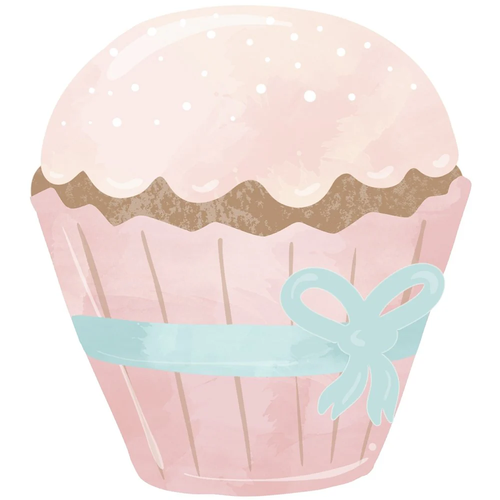 Tea Time Pink Cupcake Fabric Panel