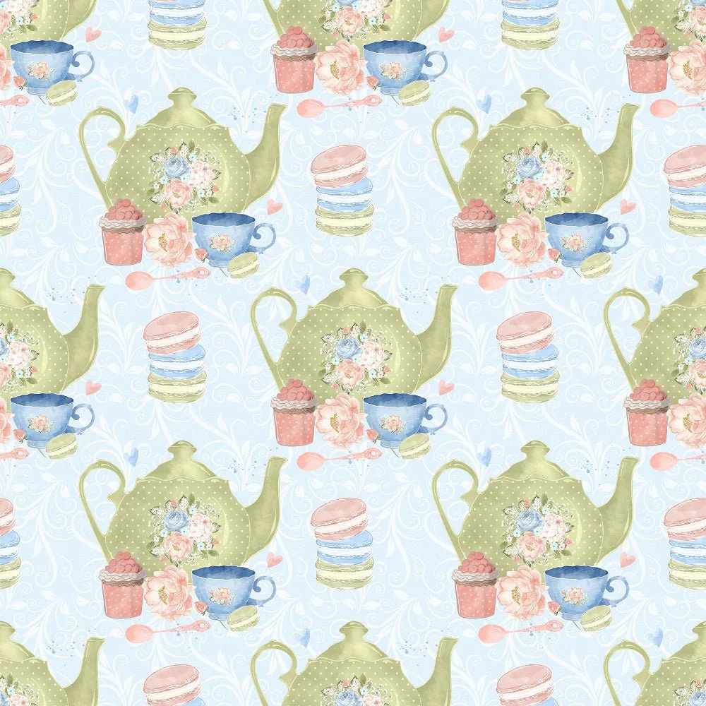 Tea Time Set Fabric - Blue
