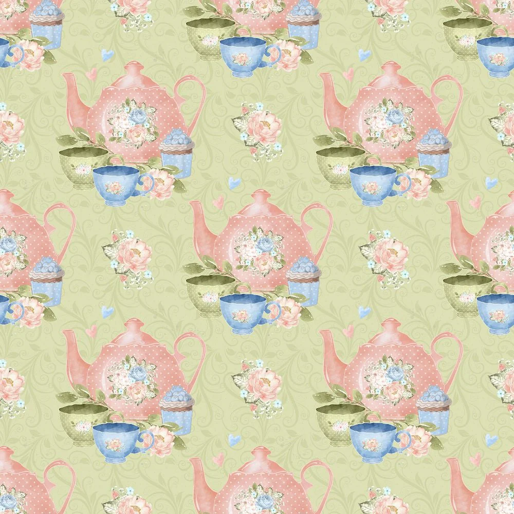 Tea Time Set Fabric - Green