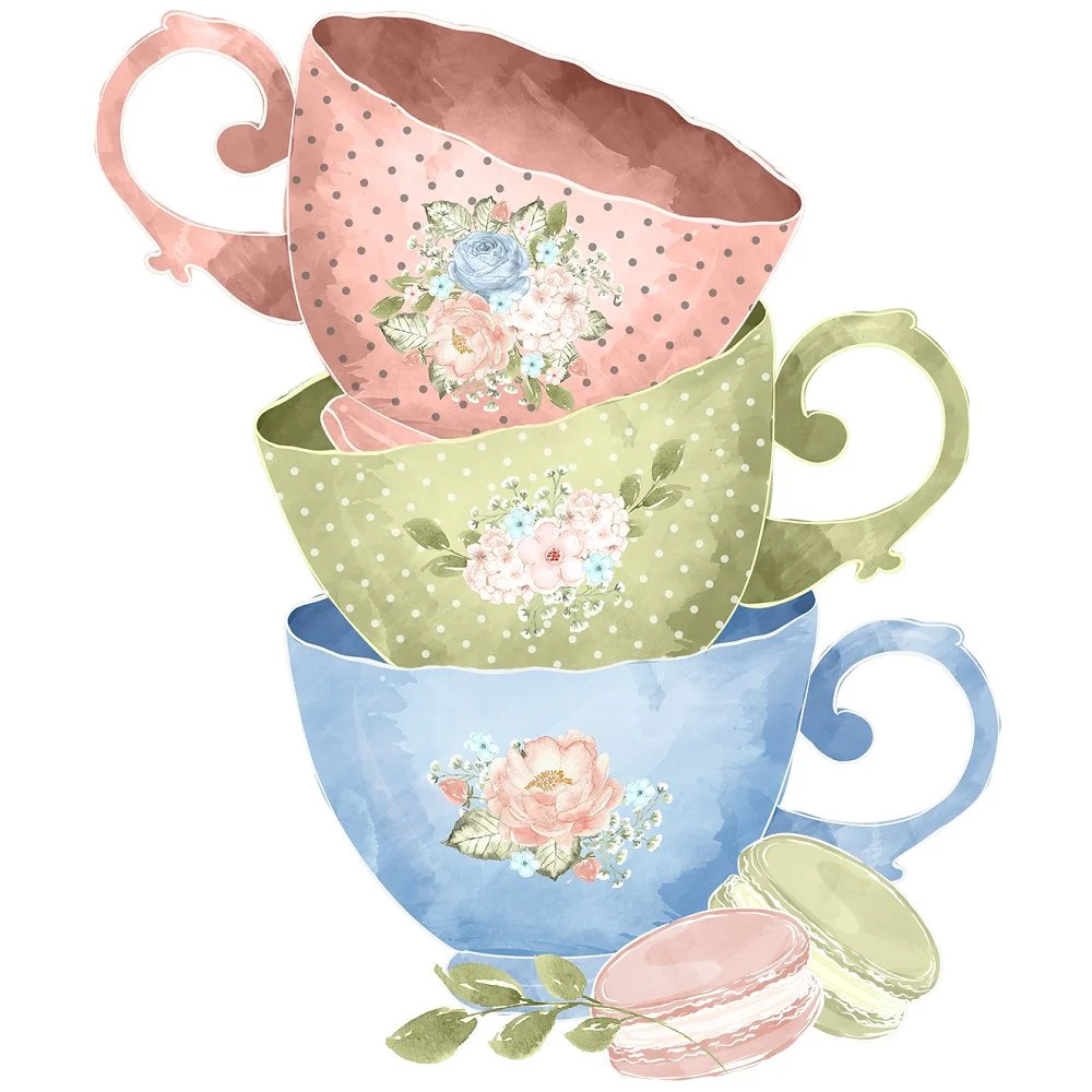 Tea Time Set of Cups #3 Fabric Panel