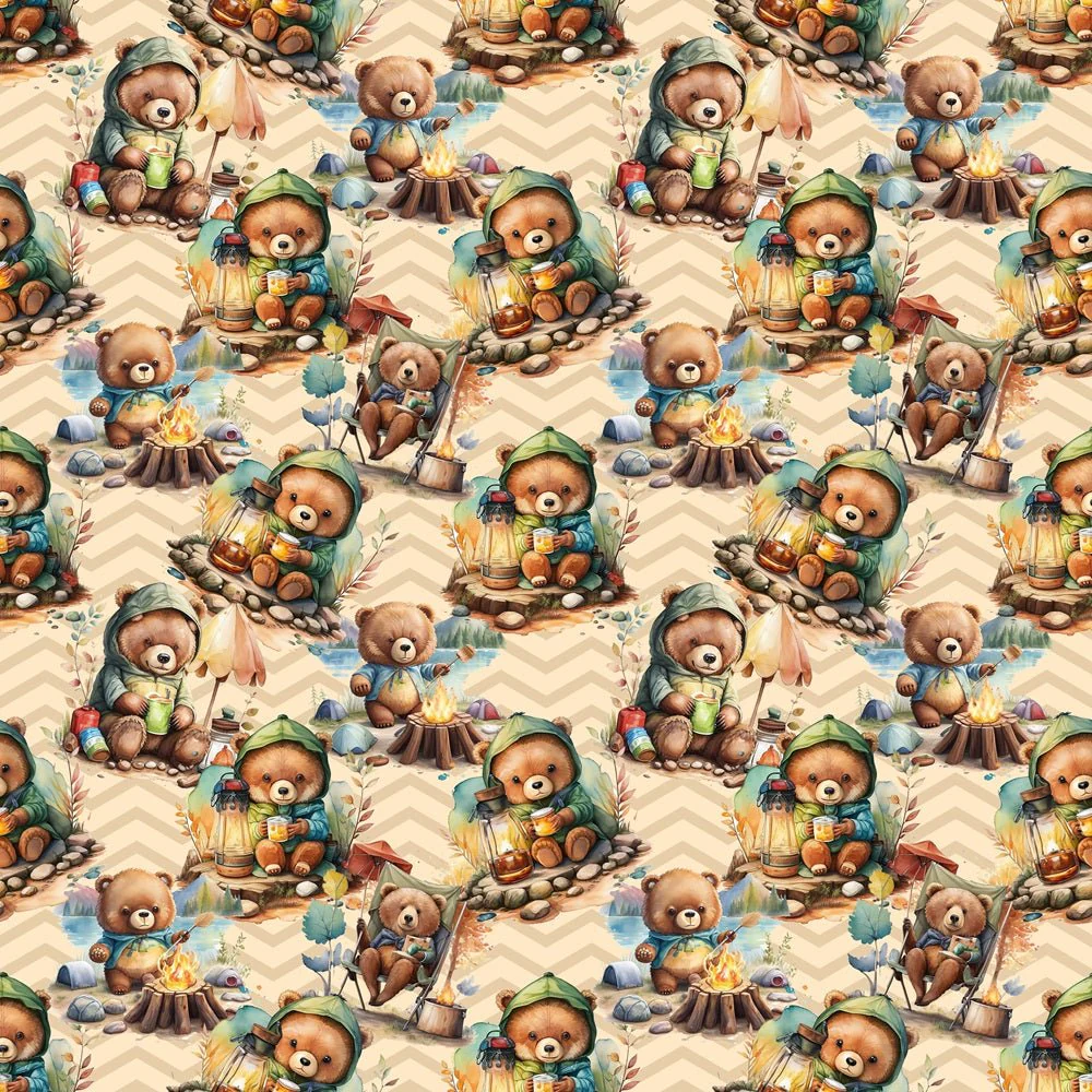 Teddy Bears Camping Fabric