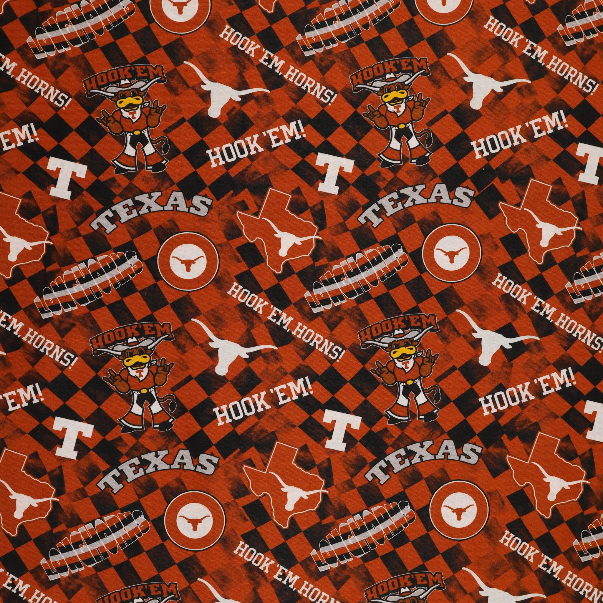 Texas Longhorns Allover Checker Fabric