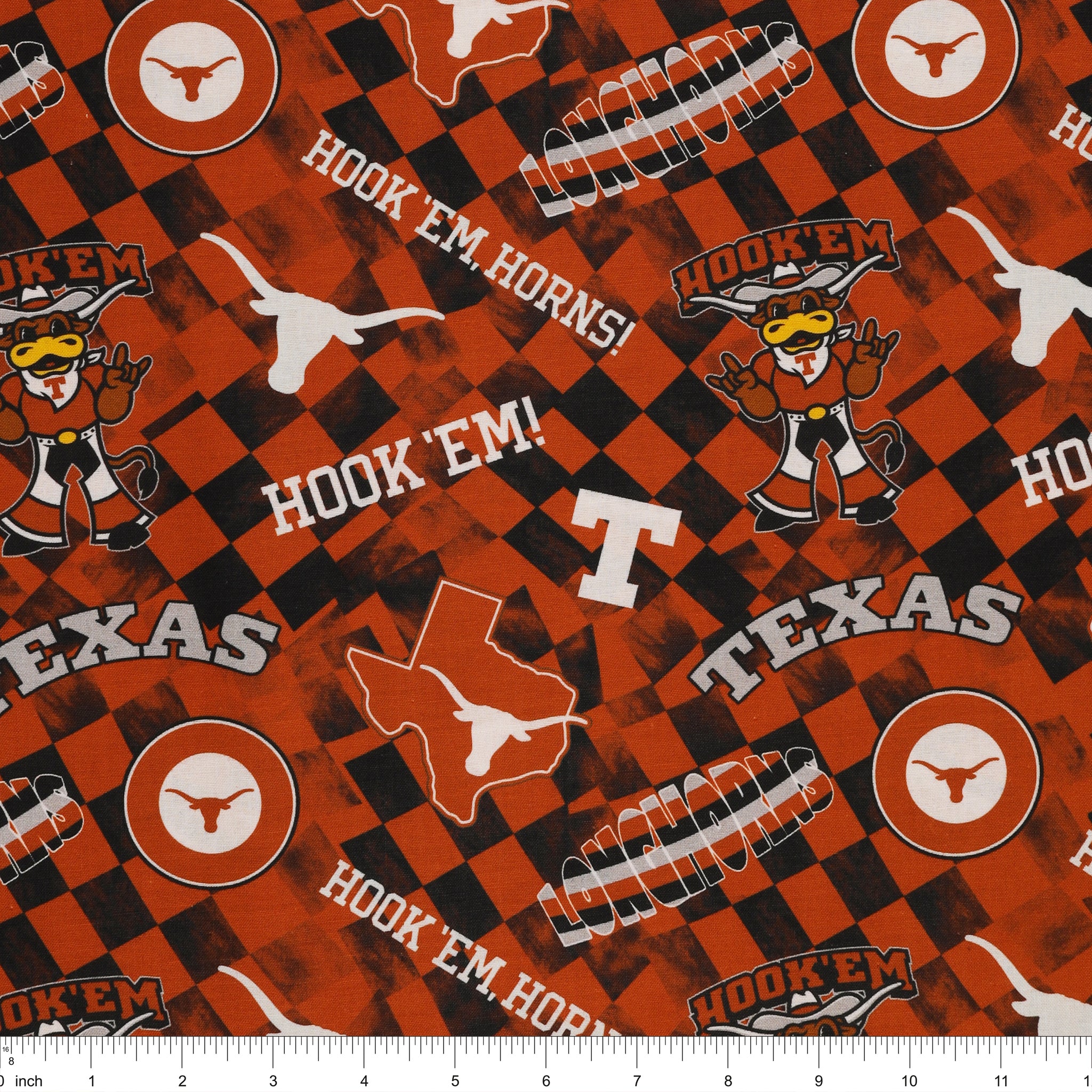 Texas Longhorns Allover Checker Fabric - Image 3