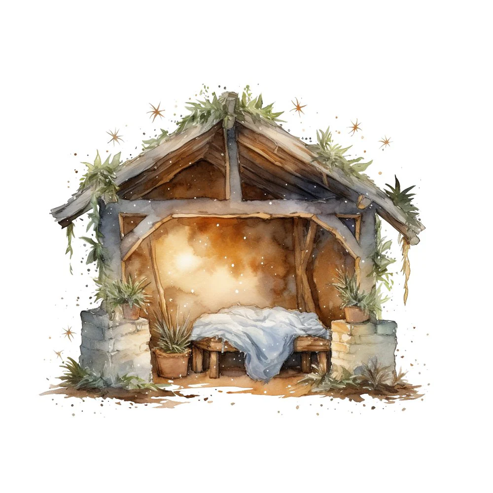 The Birth of Jesus Manger #2 Fabric Panel