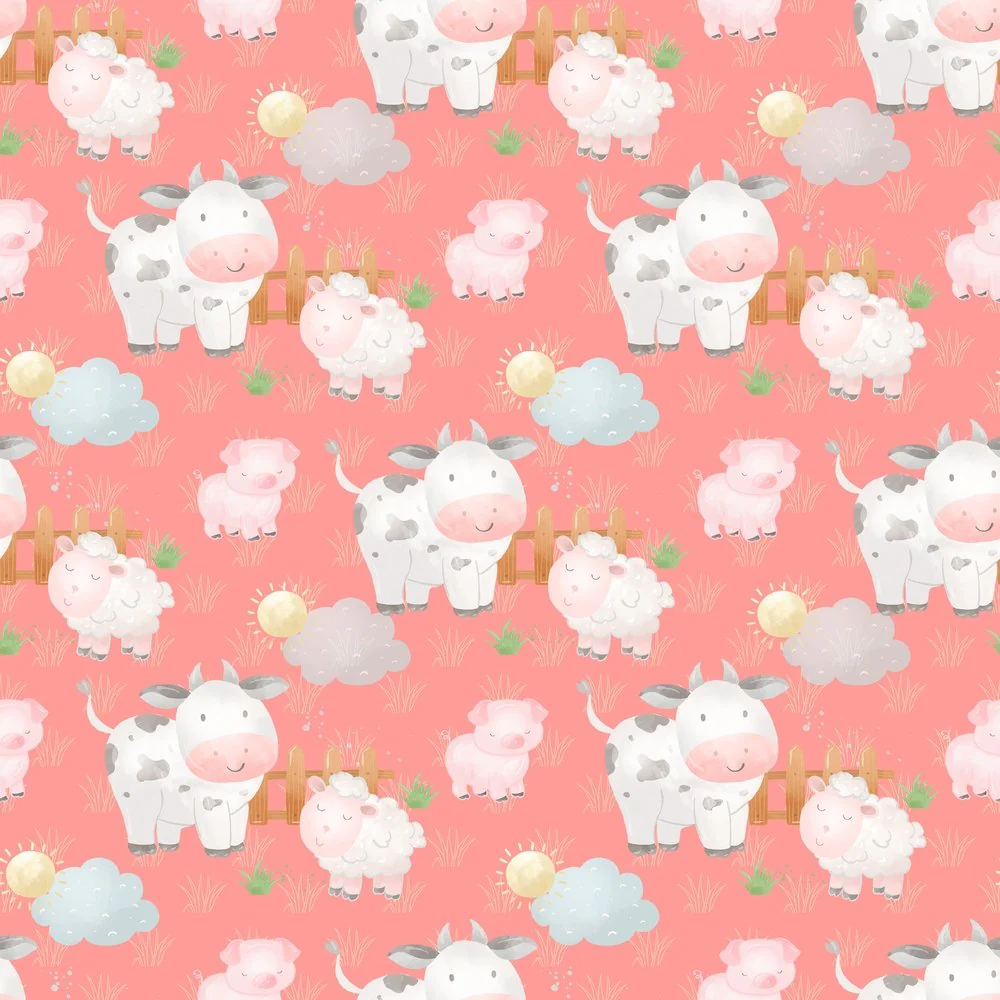 The Cutest Little Farm Animals Fabric - Red