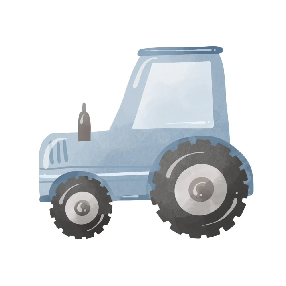 The Cutest Little Farm Blue Tractor Fabric Panel