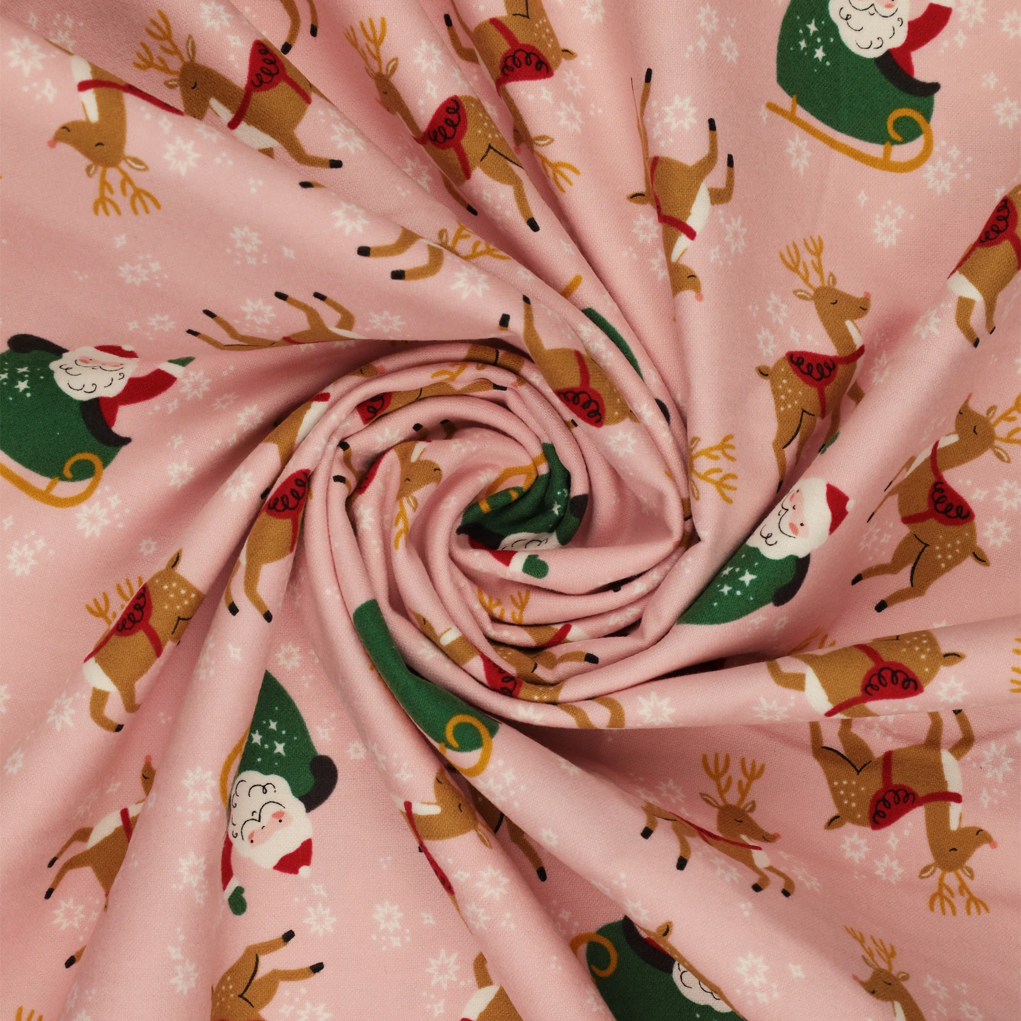 The North Pole Flannel Fabric Collection - Reindeer Toss Blush - Image 2