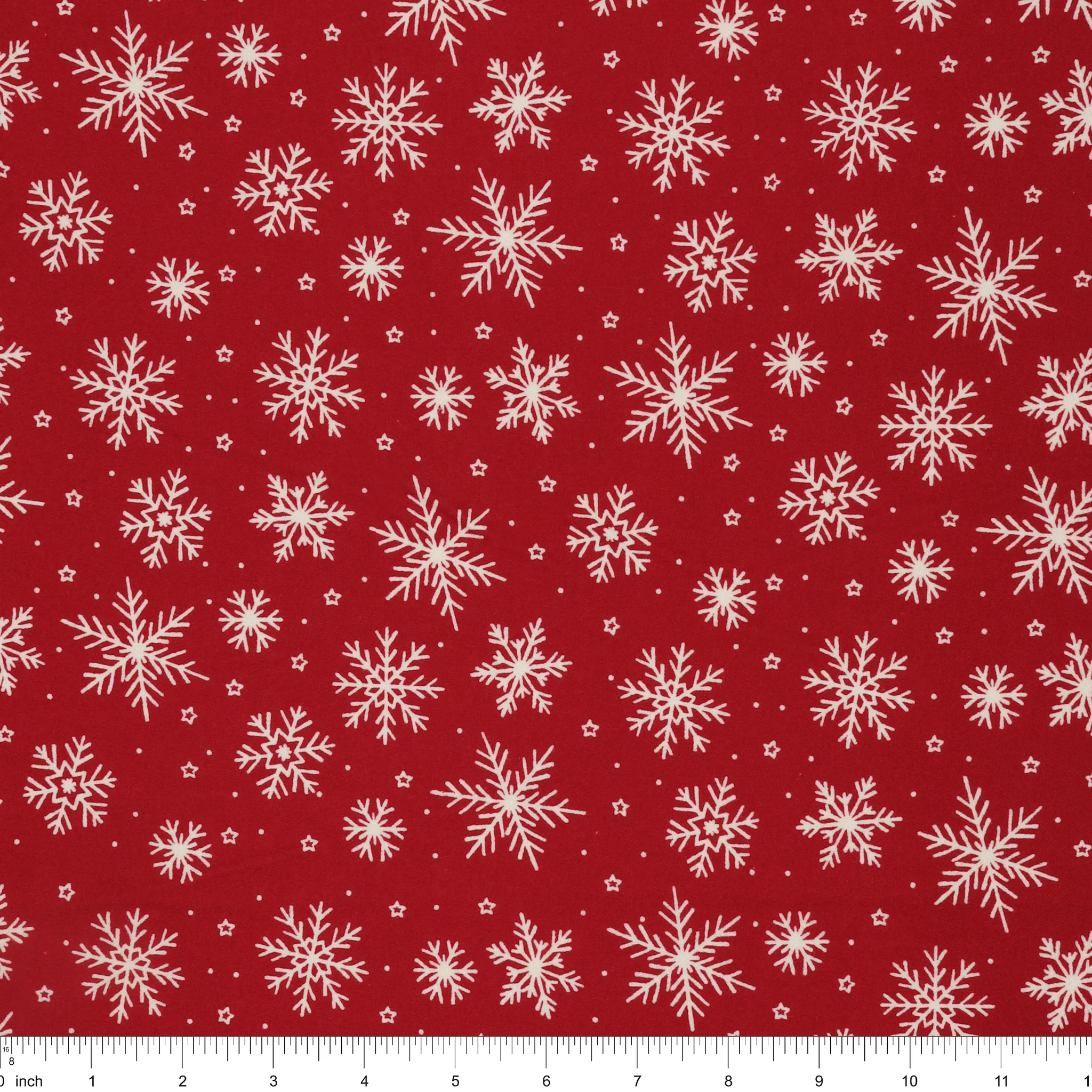 The North Pole Flannel Fabric Collection - Snowflakes Tomato - Image 3