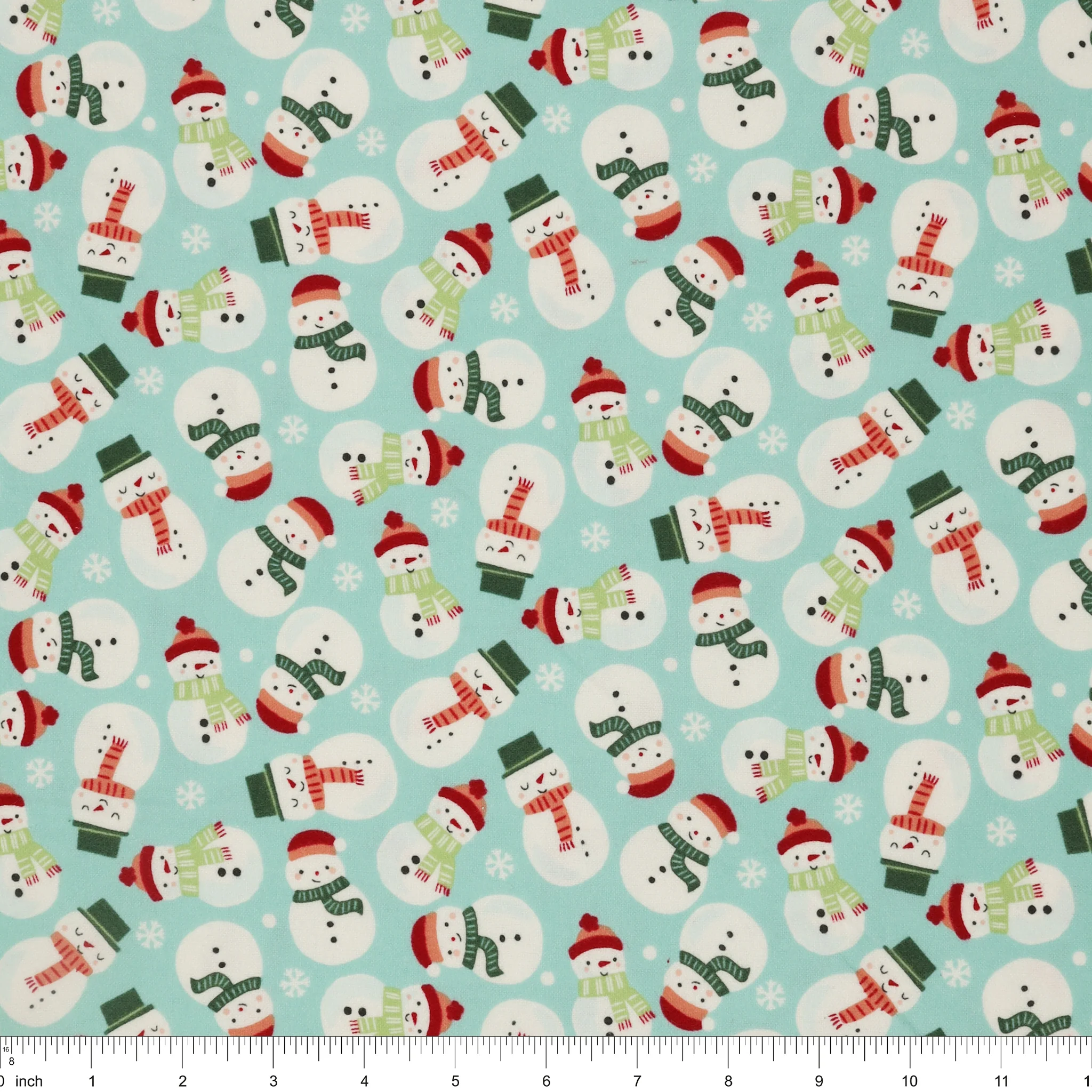 The North Pole Flannel Fabric Collection - Snowmen Aqua - Image 3