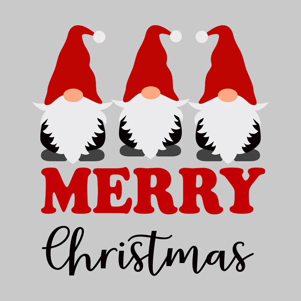 Three Merry Christmas Gnomes Fabric Panel