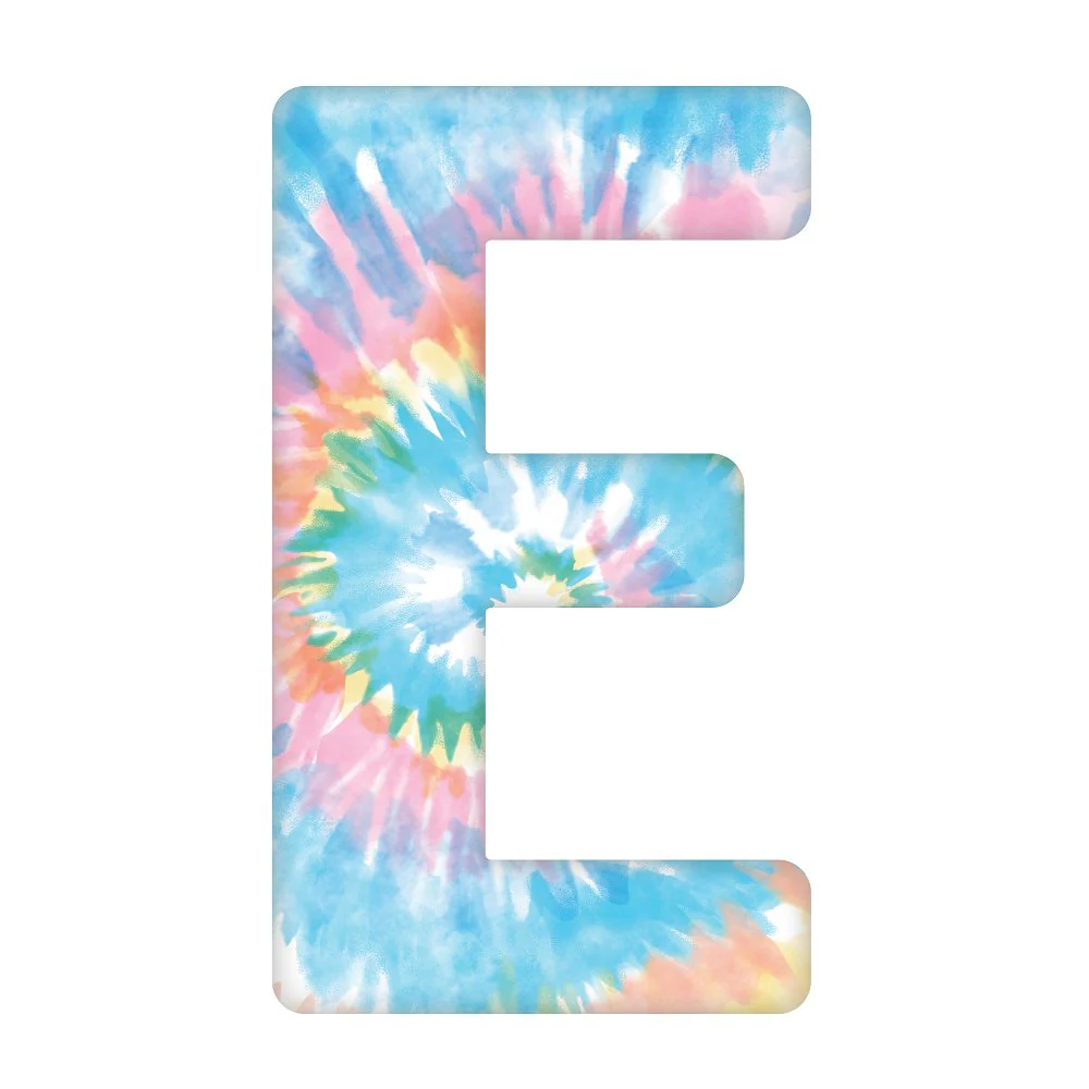 Tie-Dye Letter E Fabric Panel