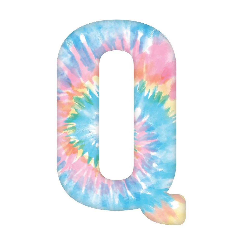 Tie-Dye Letter Q Fabric Panel