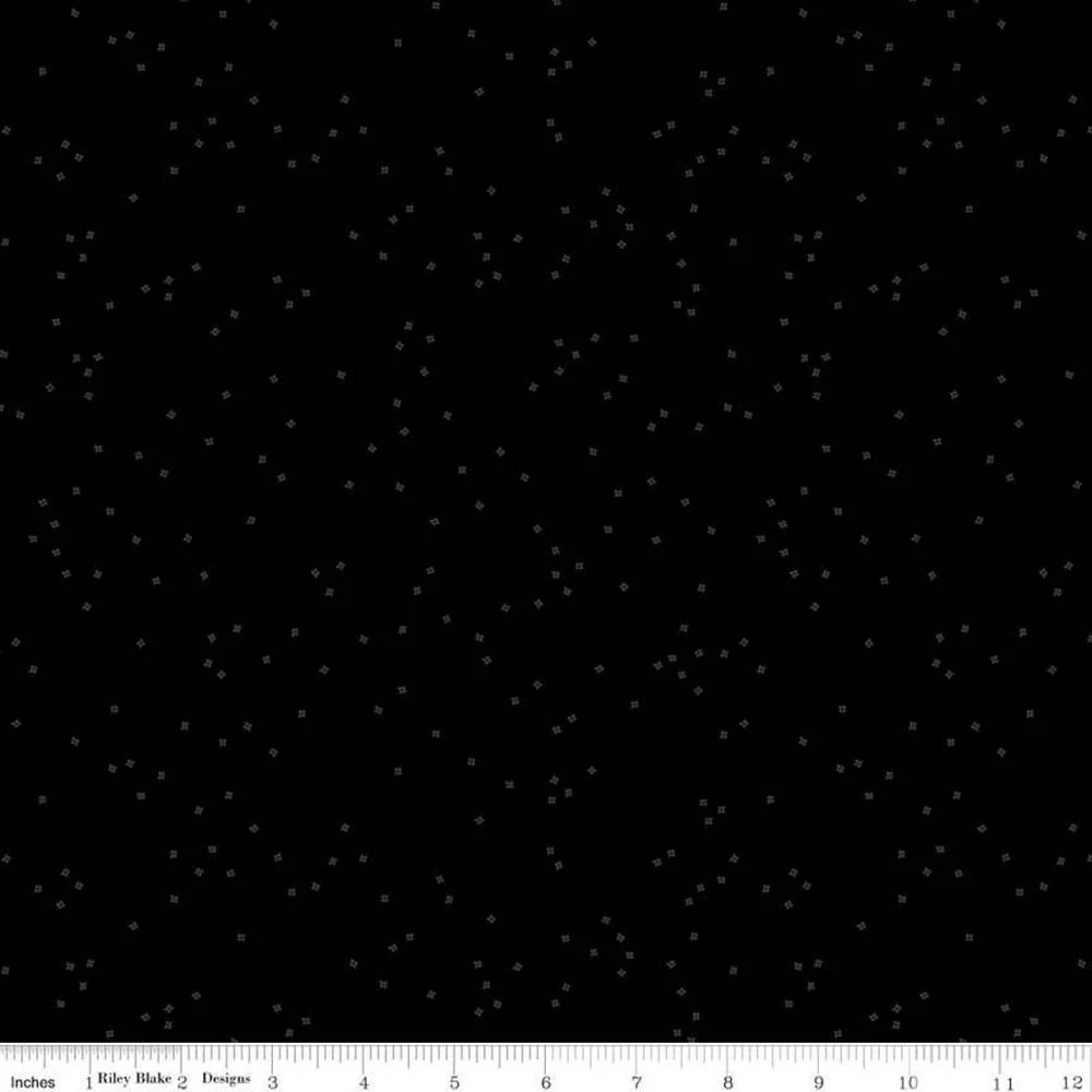 Tone on Tone Scattered Confetti Blossoms Fabric - Black