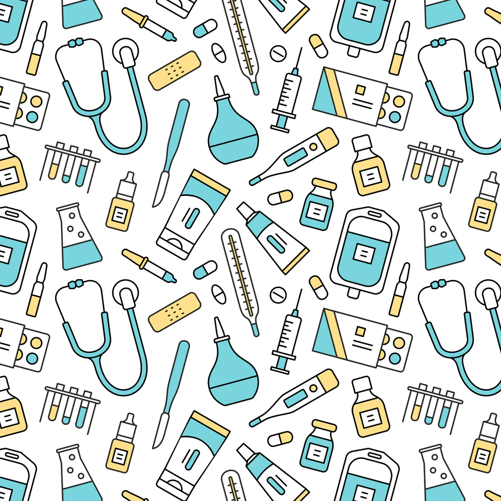 Tools Of Health Care Fabric - White