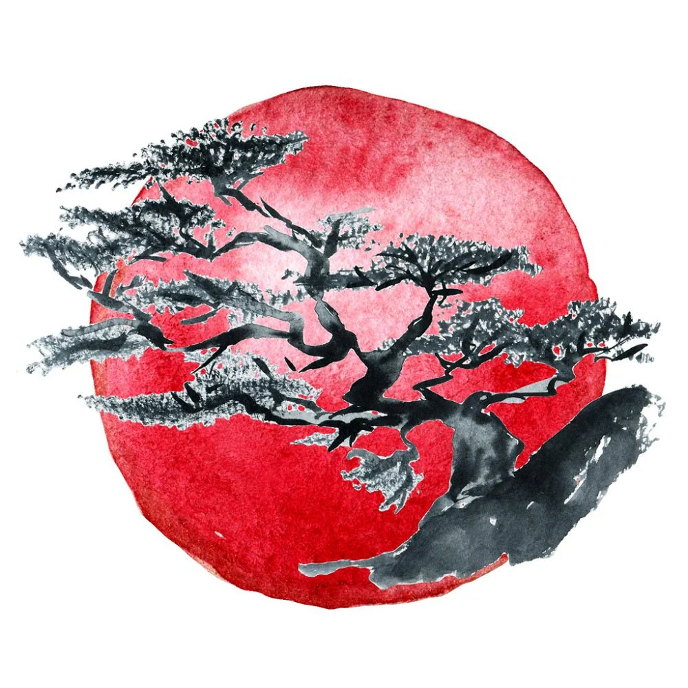 Traditional Japanese Landscape Fabric Panel