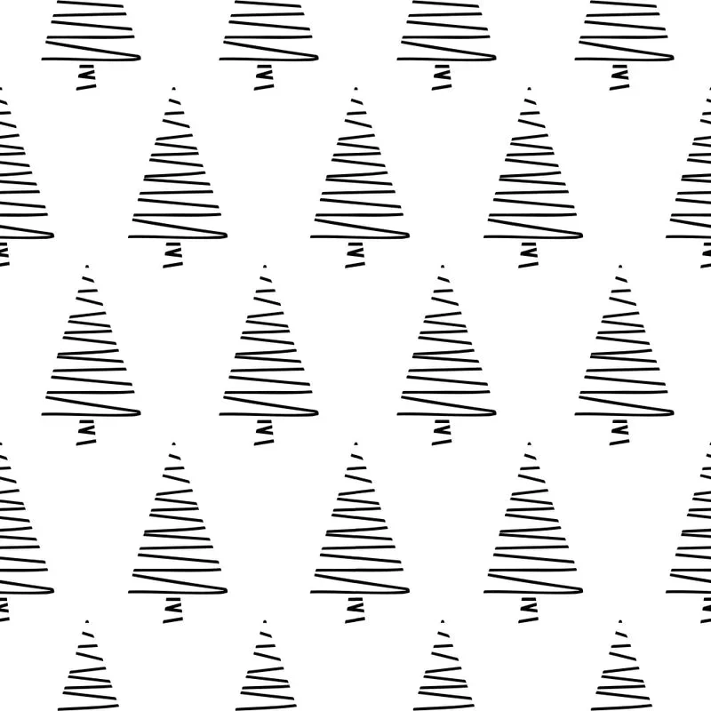 Tree Pattern #1 Fabric - Black & White