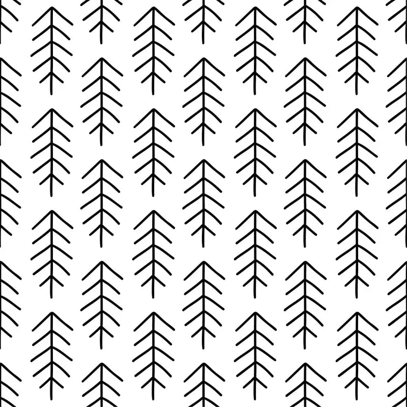 Tree Pattern #2 Fabric - Black & White