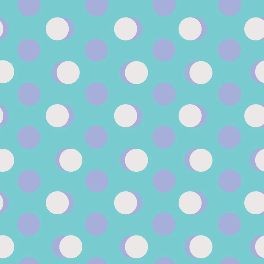 Tri-Color Retro Polka Dots Fabric - Blue/White/Purple