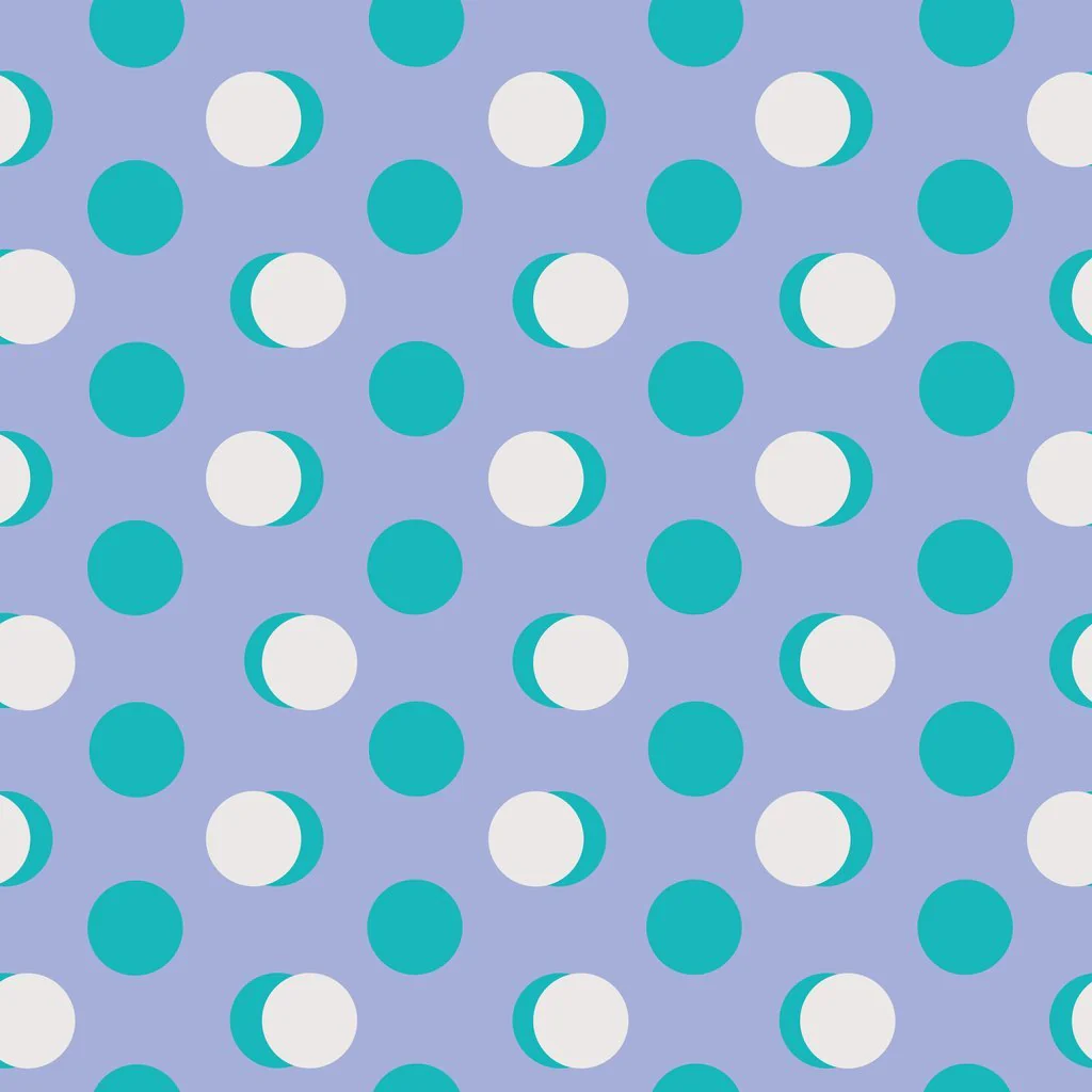Tri-Color Retro Polka Dots Fabric - Green/White/Purple