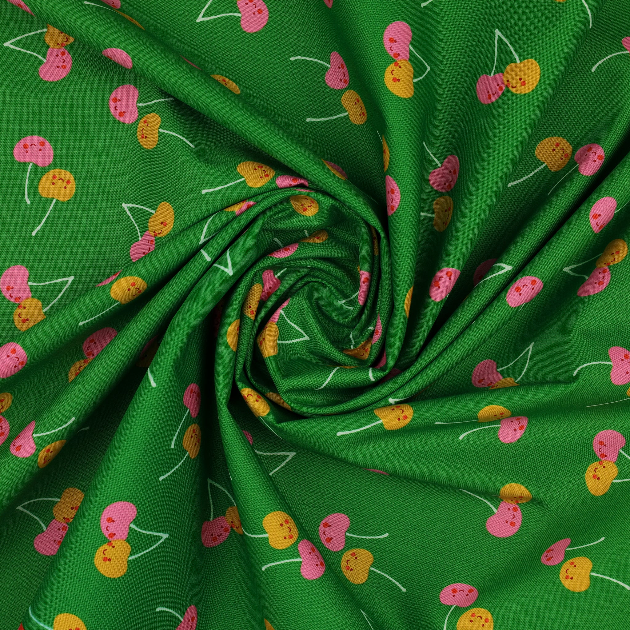 Trinketry Fabric Collection - Cherry Friends Deep Verdant - Image 2