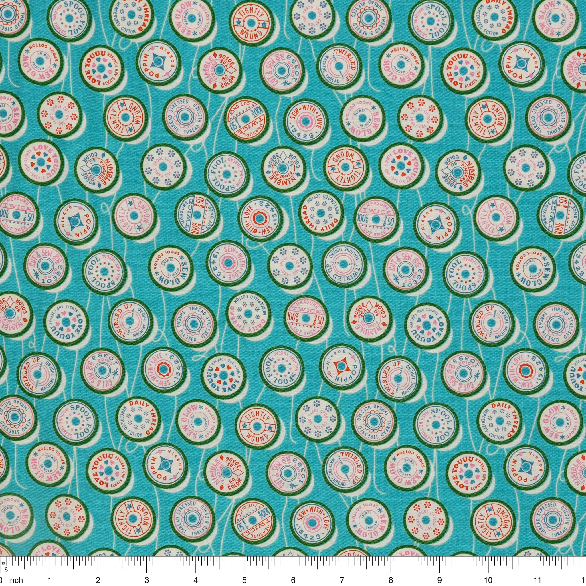 Trinketry Fabric Collection - Spools Turquoise - Image 3