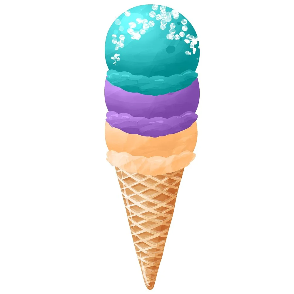 Triple Ice Cream Cone with White Sprinkles Fabric Panel
