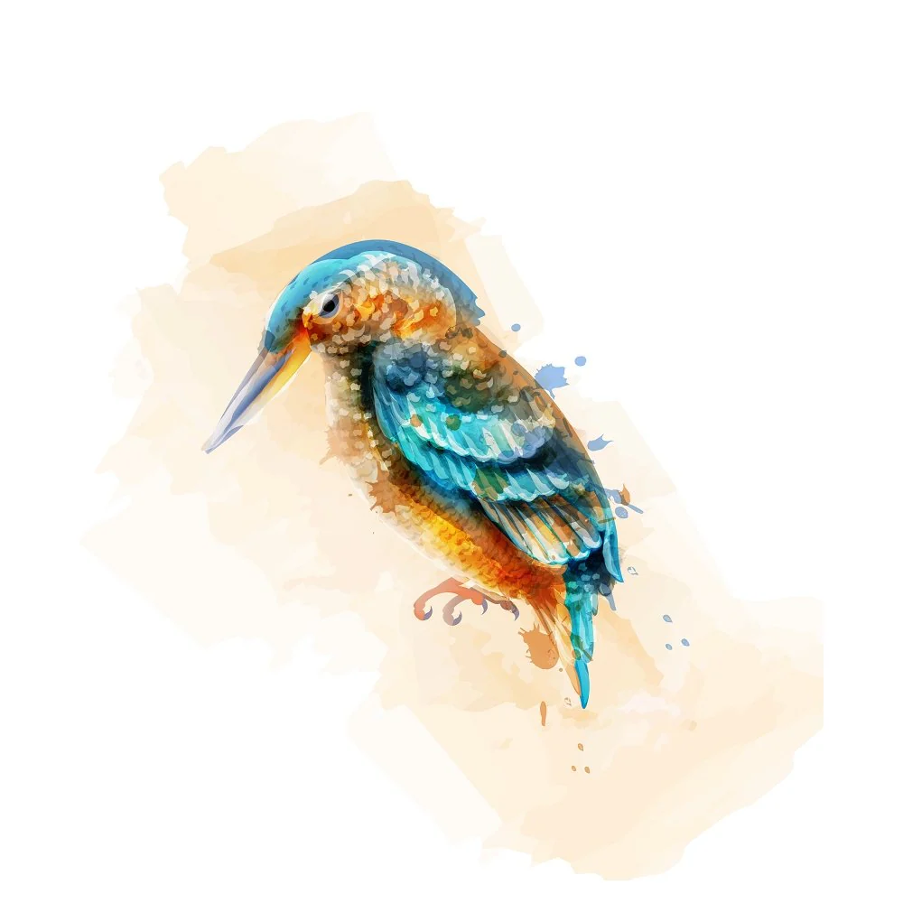 Tropical Kingfisher Fabric Panel - Orange/Blue