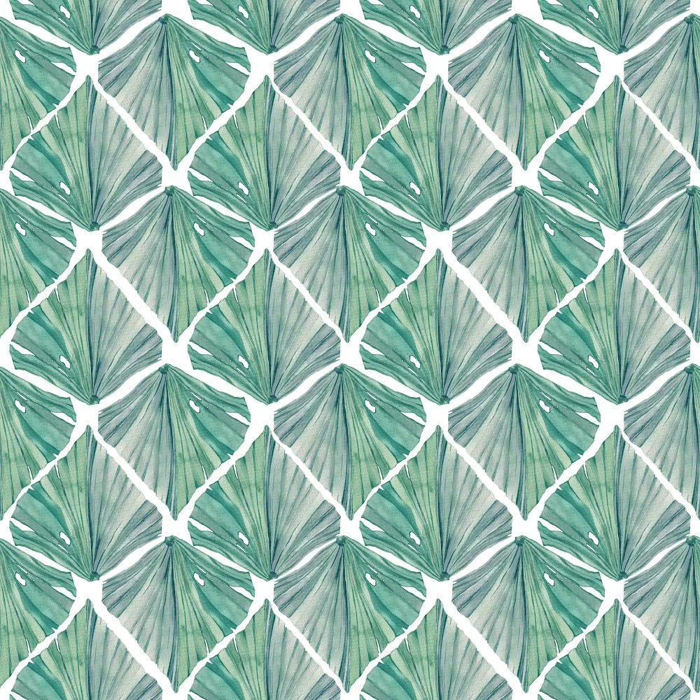 Tropical Love Leaves Fabric - Light Green