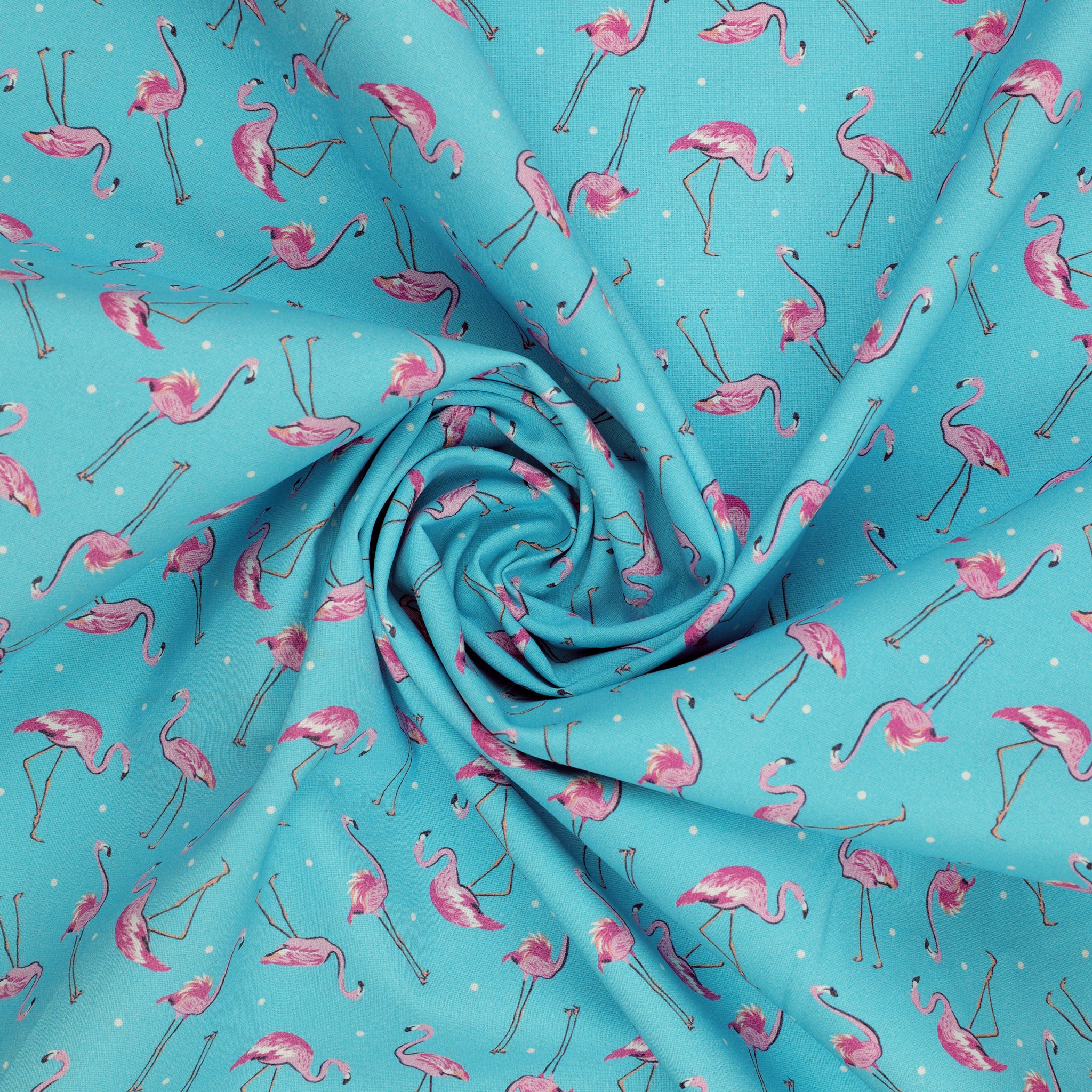 Tropical Splash Fabric Collection - Flamingo Friends Blue - Image 2