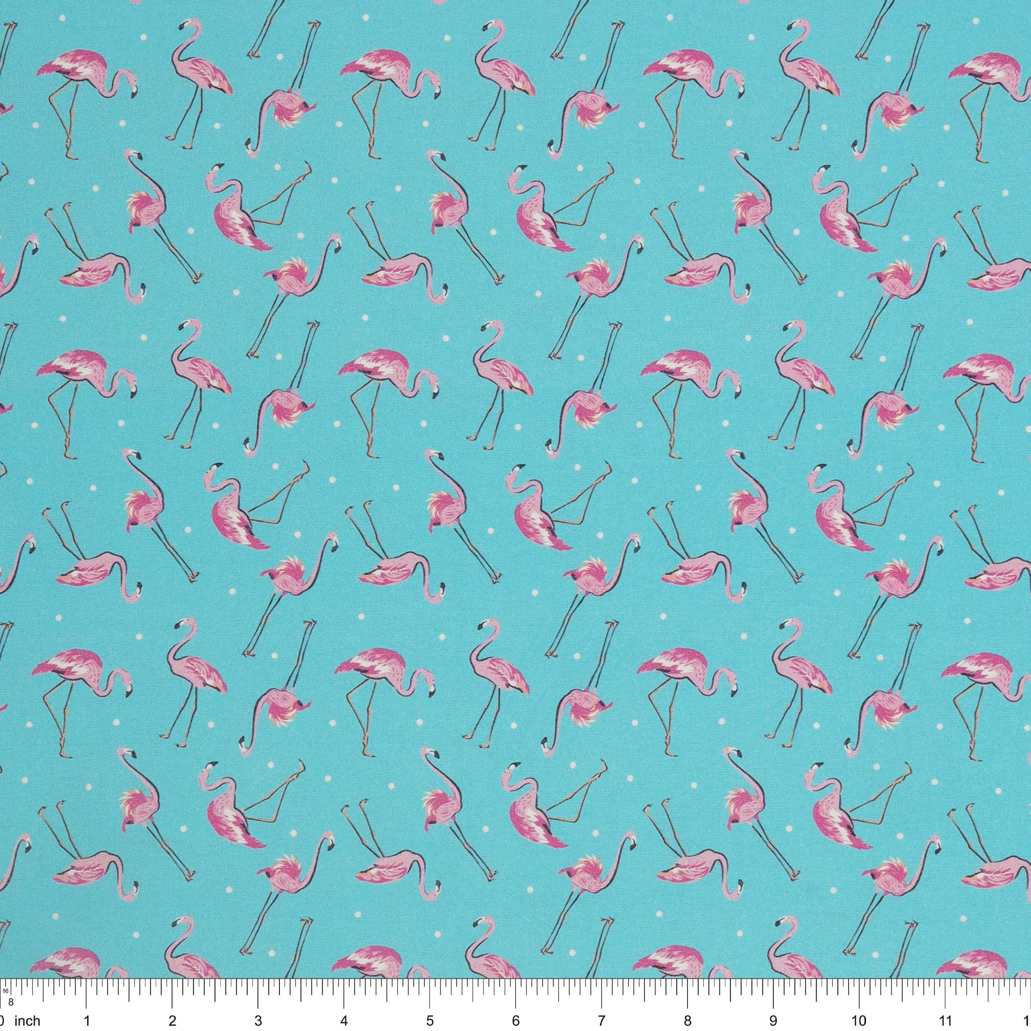 Tropical Splash Fabric Collection - Flamingo Friends Blue - Image 3
