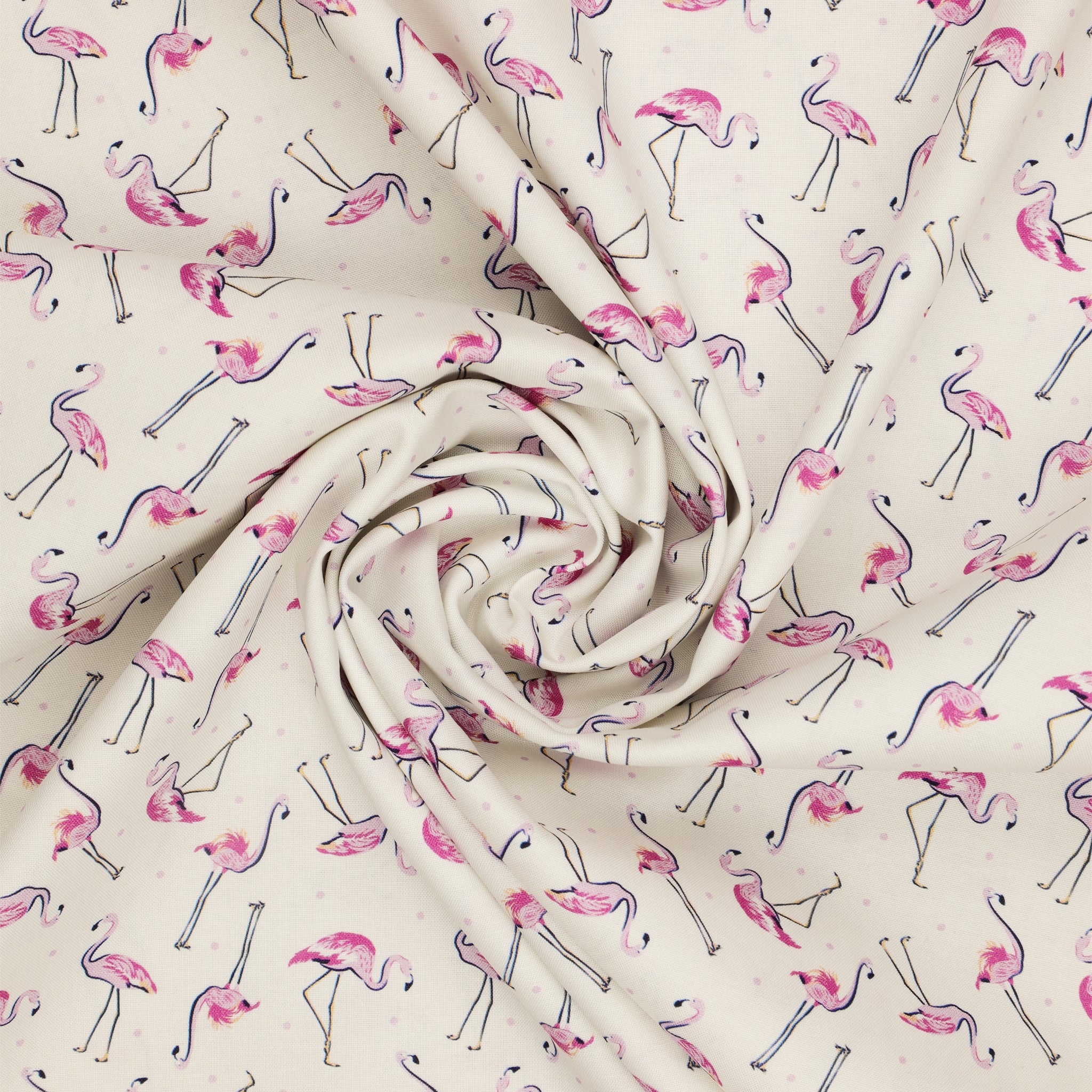 Tropical Splash Fabric Collection - Flamingo Friends White - Image 2