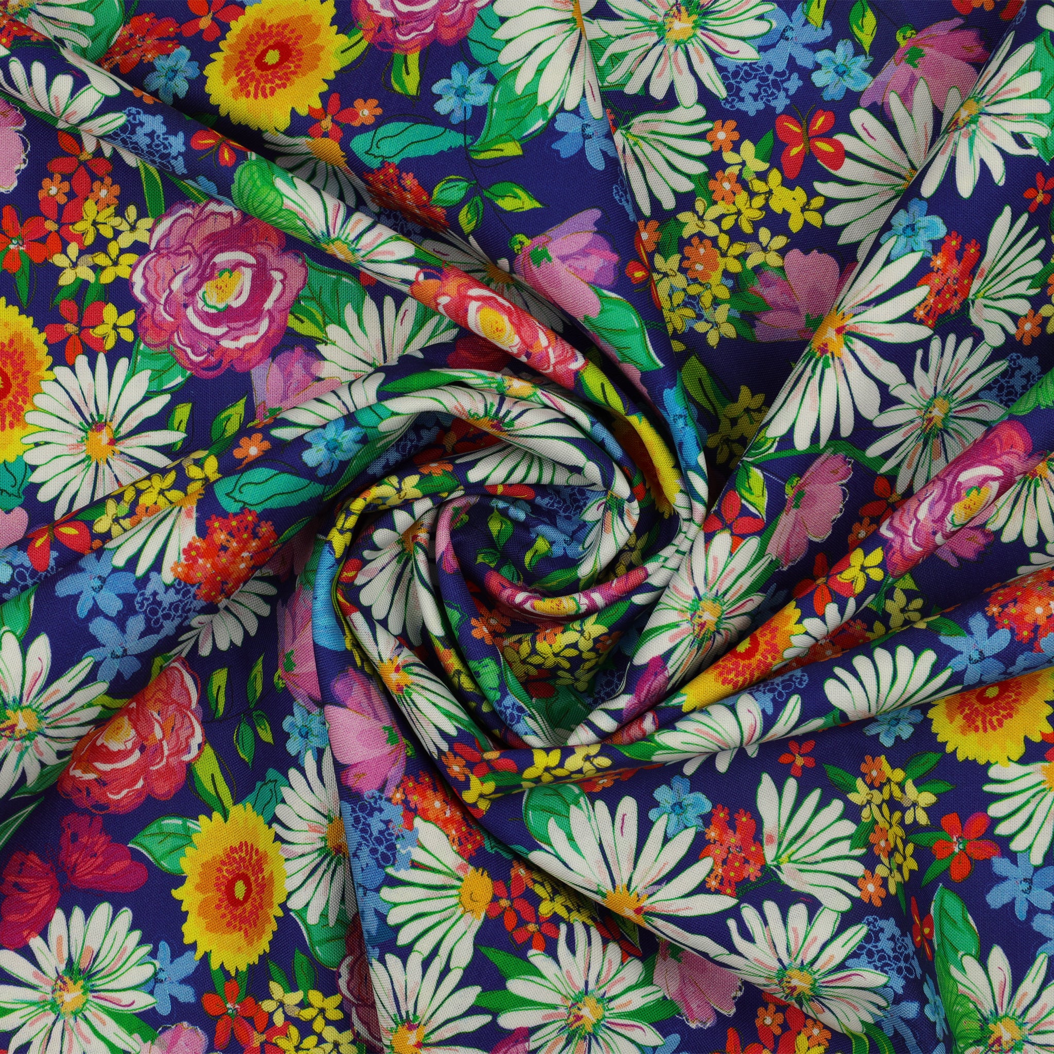 Tropical Splash Fabric Collection - Floral Paradise Navy - Image 2