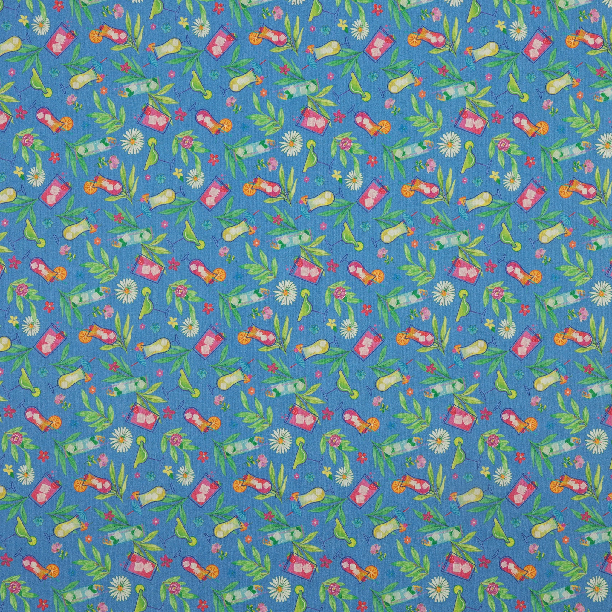 Tropical Splash Fabric Collection - Tropical Punch Medium Blue