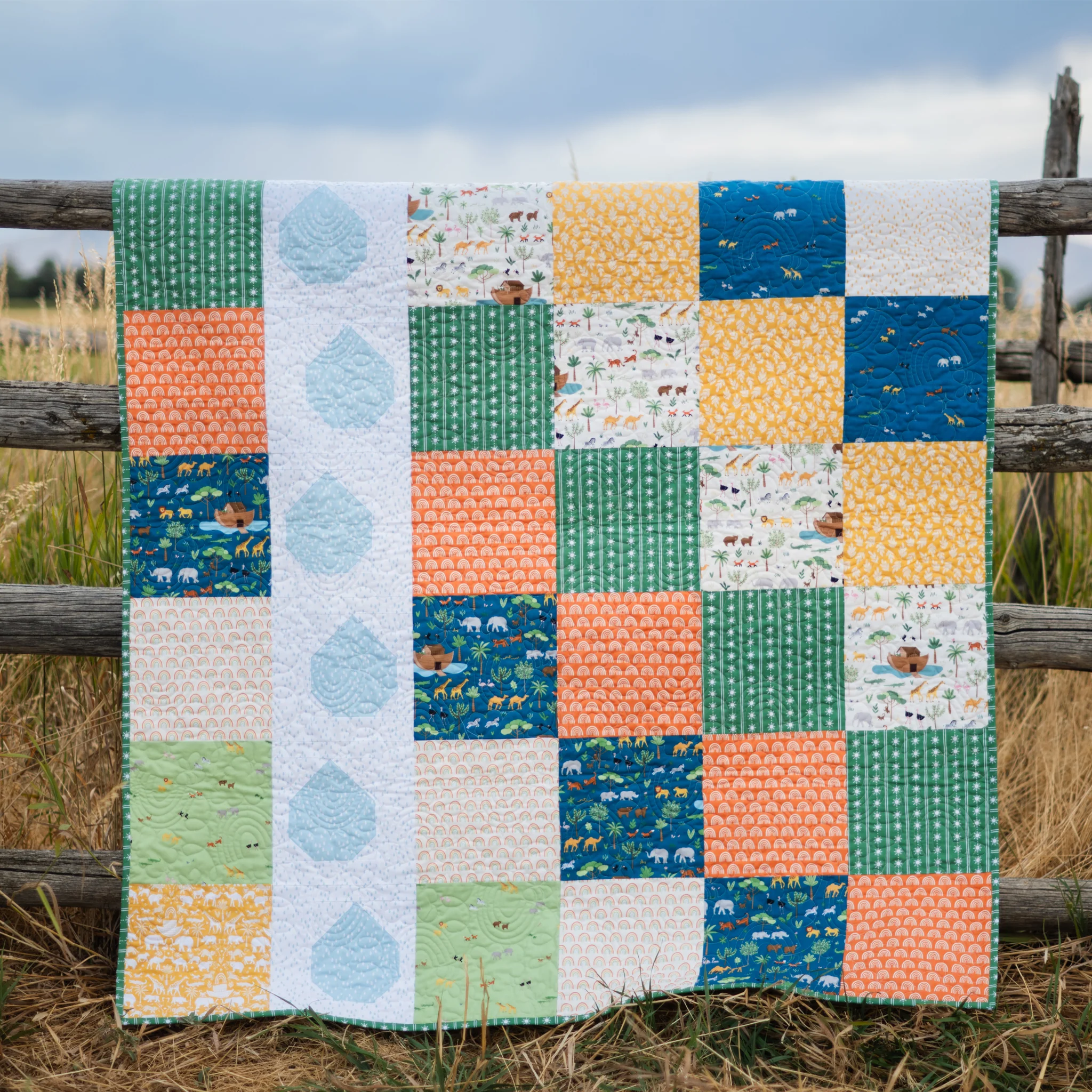 Two by Two Fabric Collection - Chasing Rainbows Sky - Image 5