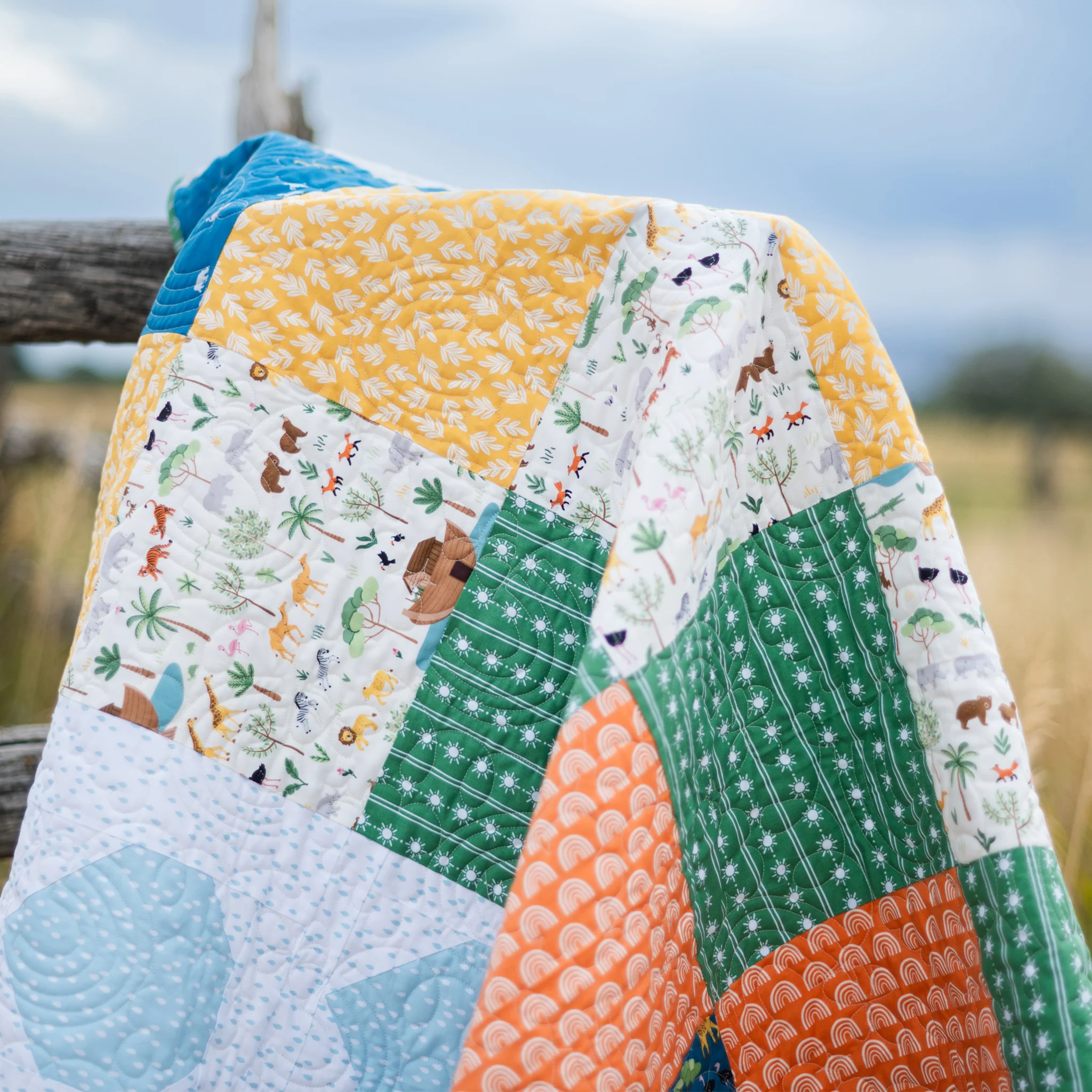 Two by Two Fabric Collection - Chasing Rainbows Sky - Image 6