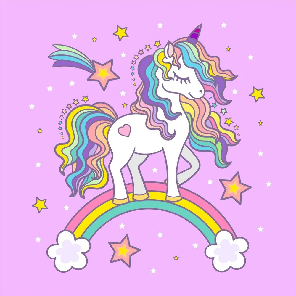 Unicorn on a Rainbow Fabric Panel