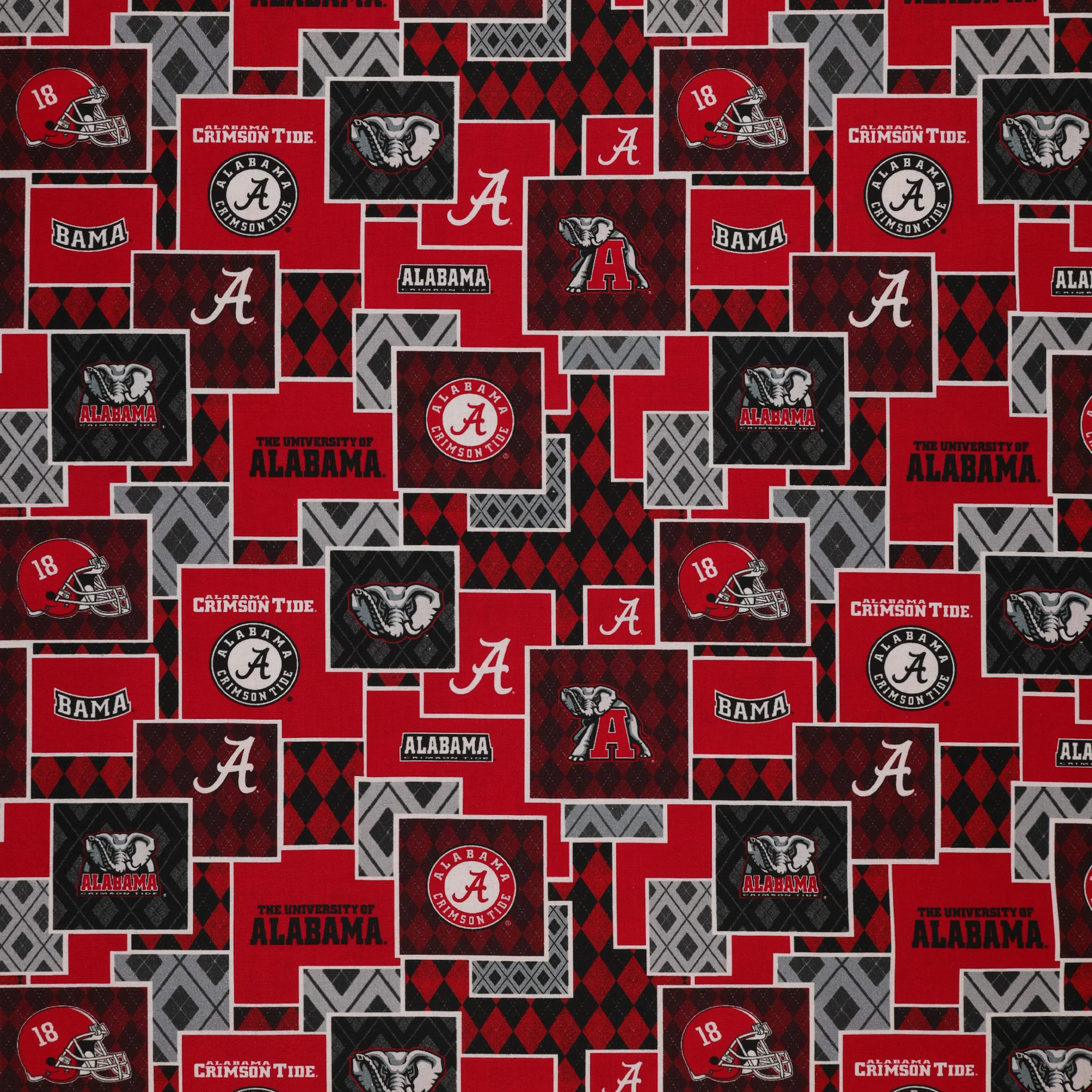 University of Alabama Argyle Boxes Fabric