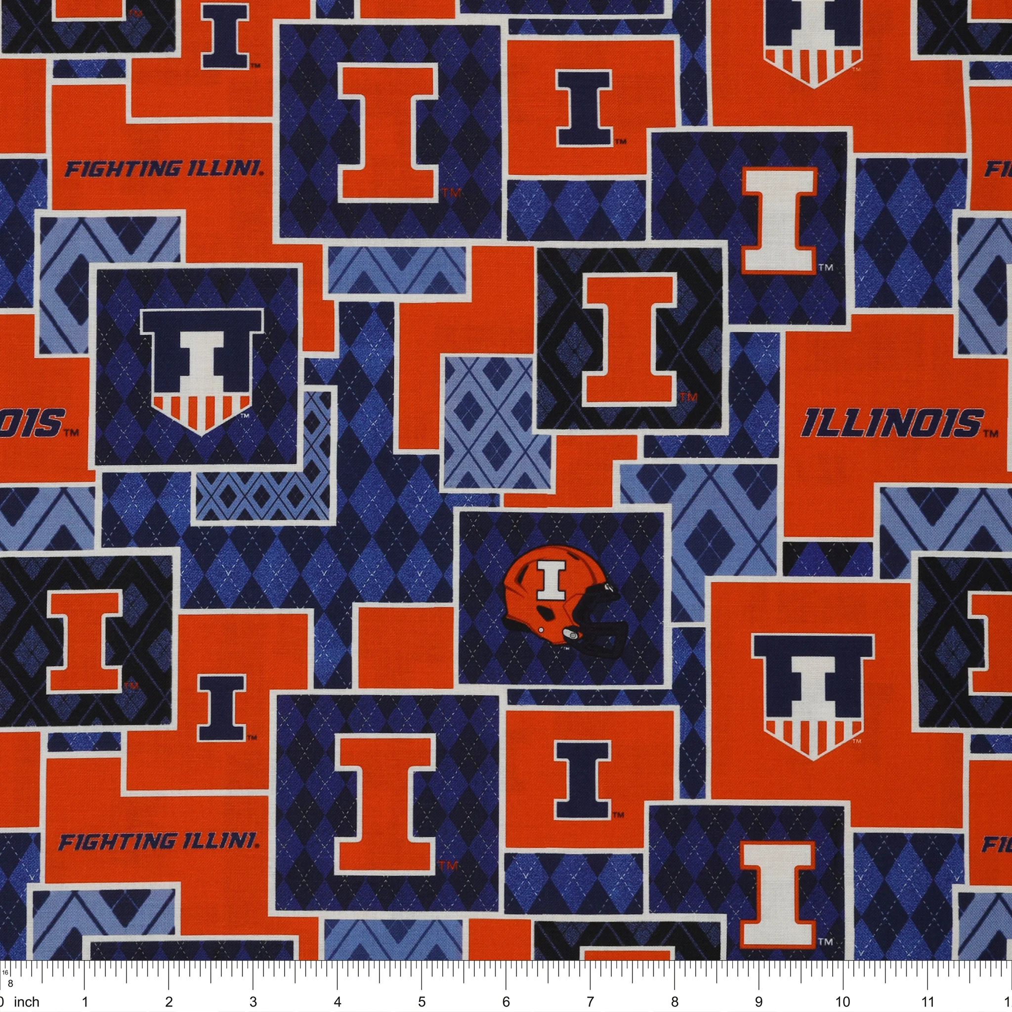 University of Illinois Argyle Boxes Fabric - Image 3