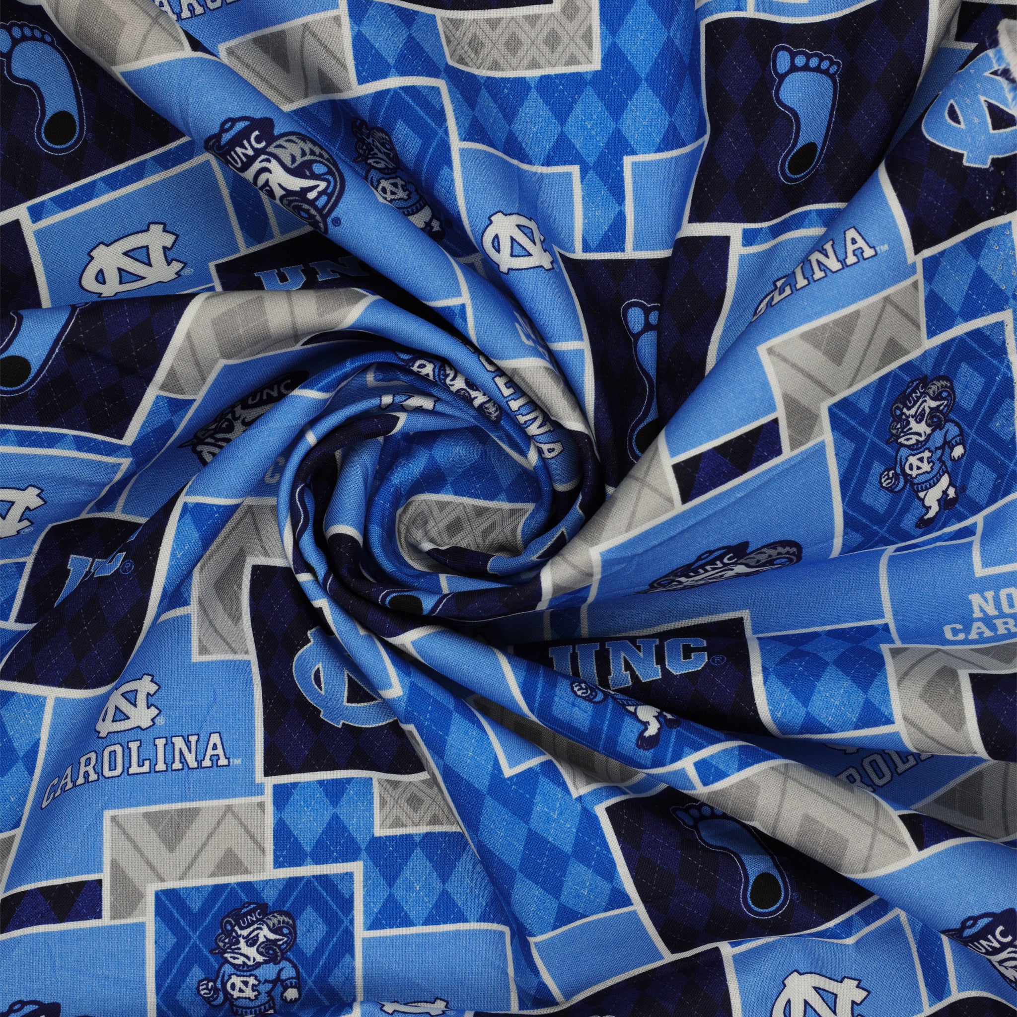 University of North Carolina Argyle Boxes Fabric - Image 2