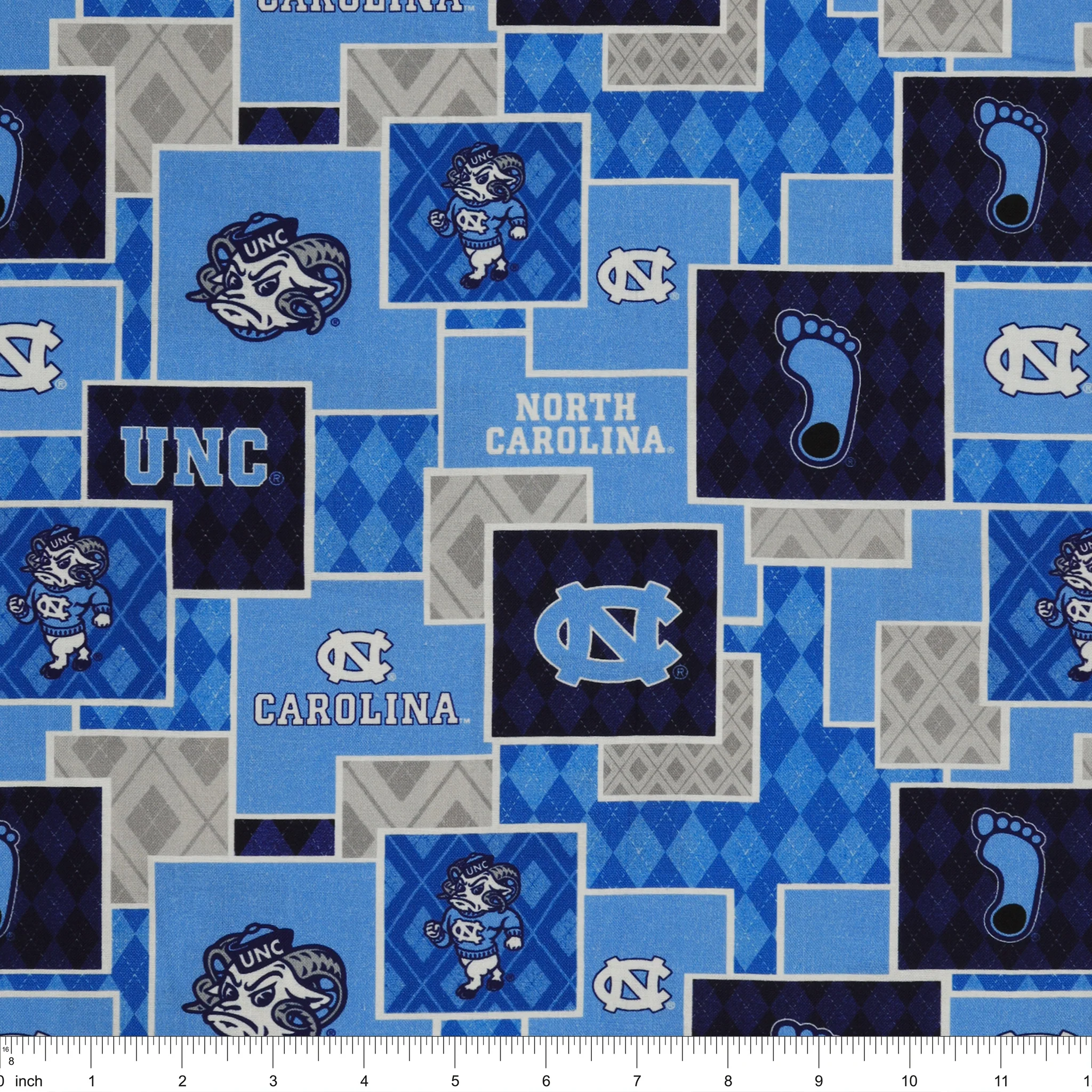 University of North Carolina Argyle Boxes Fabric - Image 3