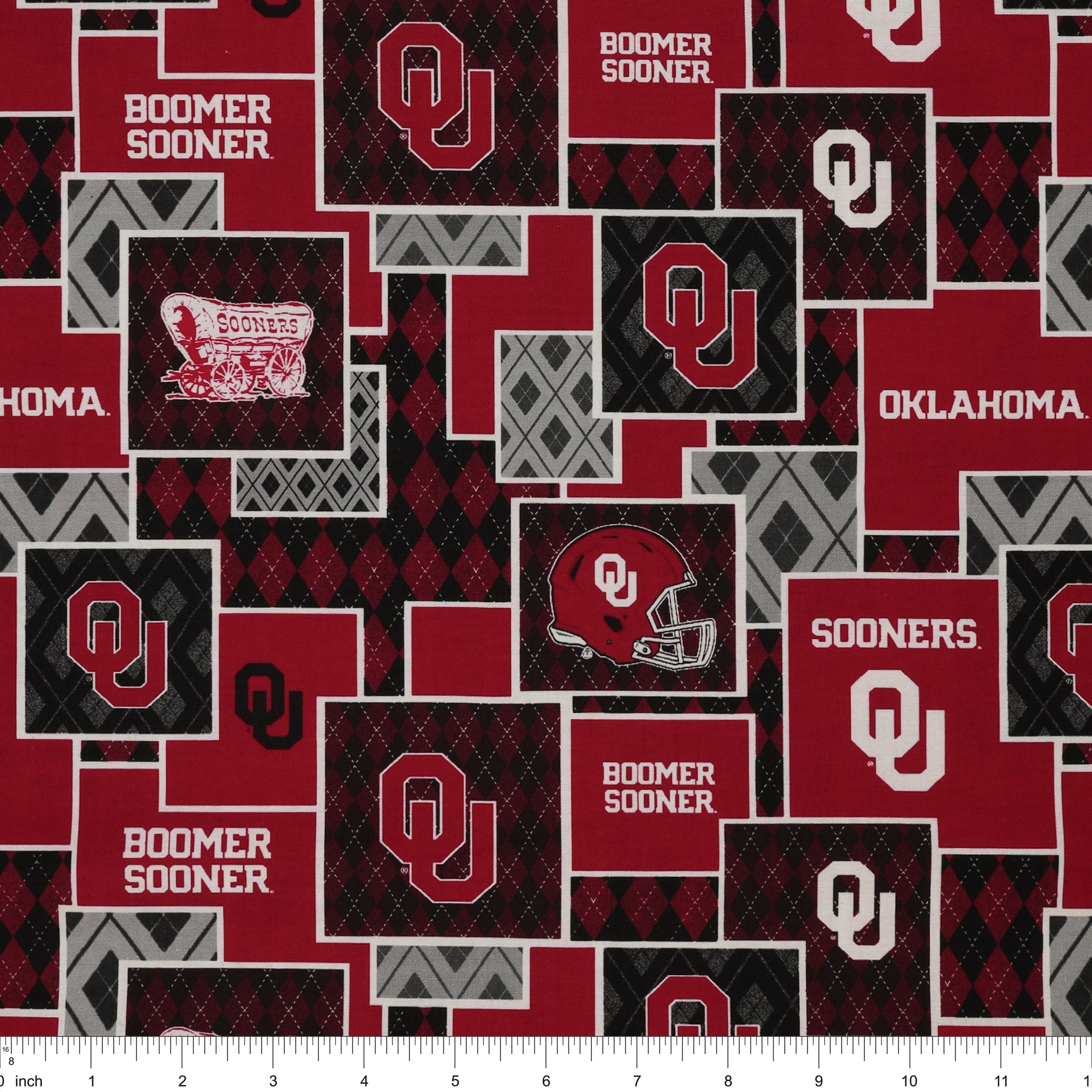 University of Oklahoma Argyle Boxes Fabric - Image 3
