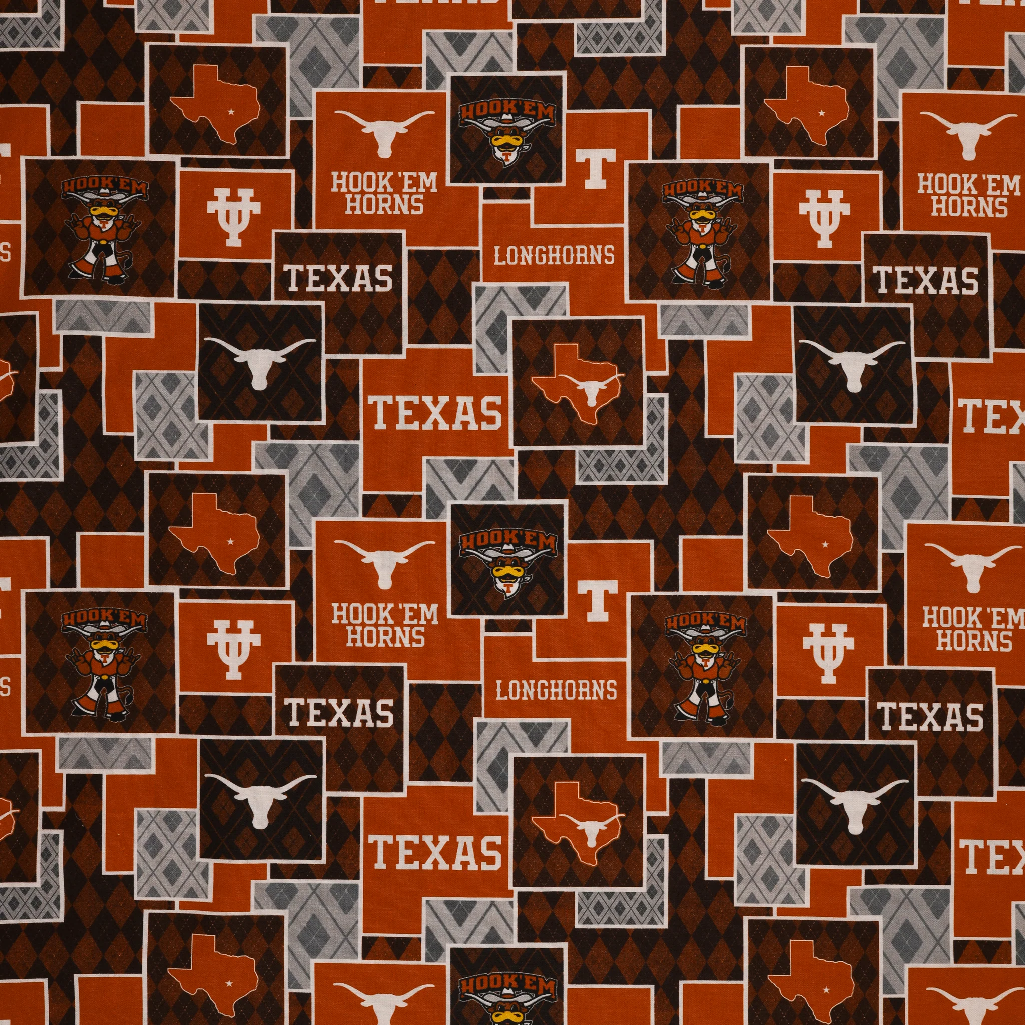 University of Texas Argyle Boxes Fabric