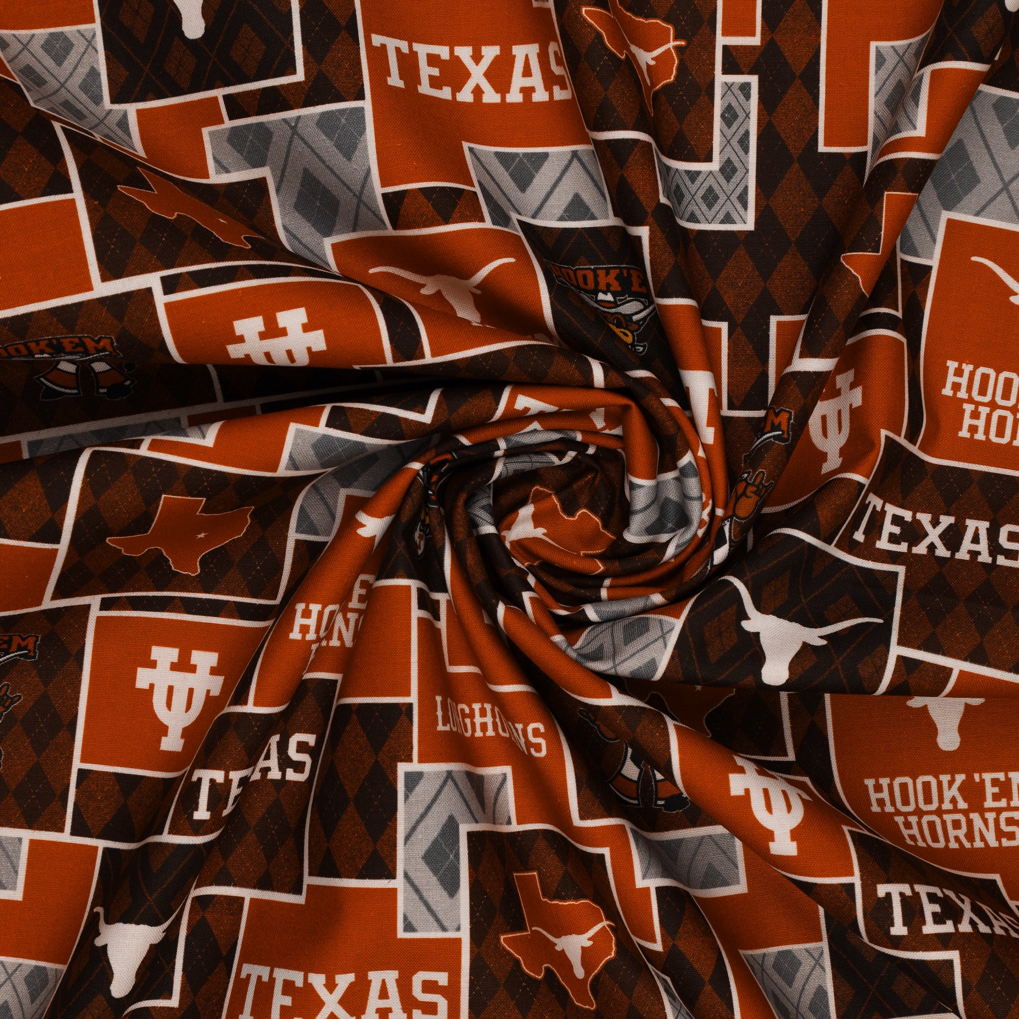 University of Texas Argyle Boxes Fabric - Image 2