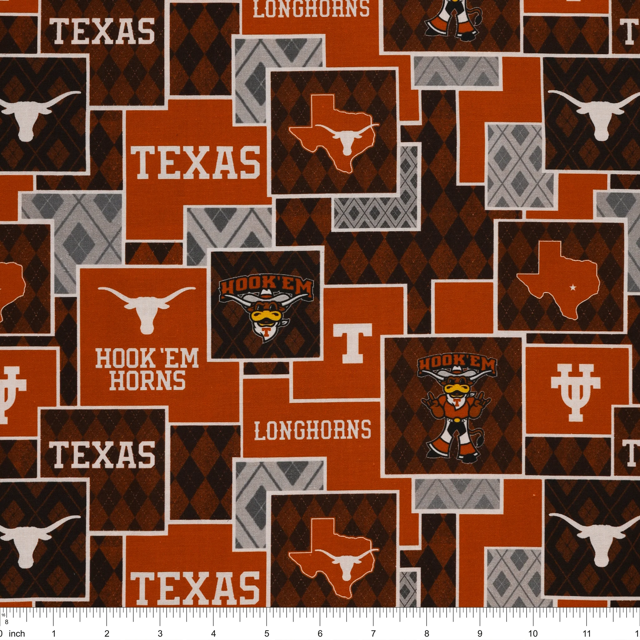 University of Texas Argyle Boxes Fabric - Image 3