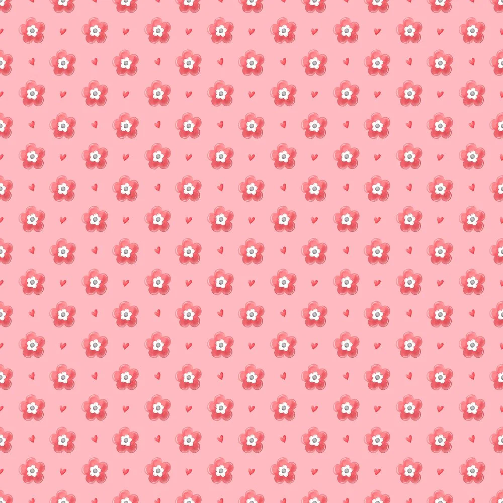 Valentine Flower & Hearts Fabric