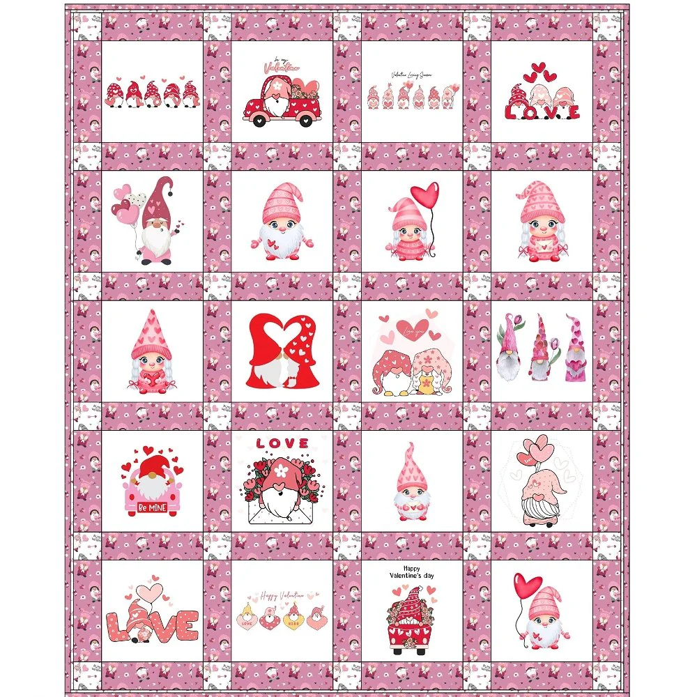 Valentine Gnome Quilt - 50” x 61 1/2" - Image 2